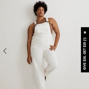 NWT - Madewell White Oversize Denim Carpenter Overalls - 2XL